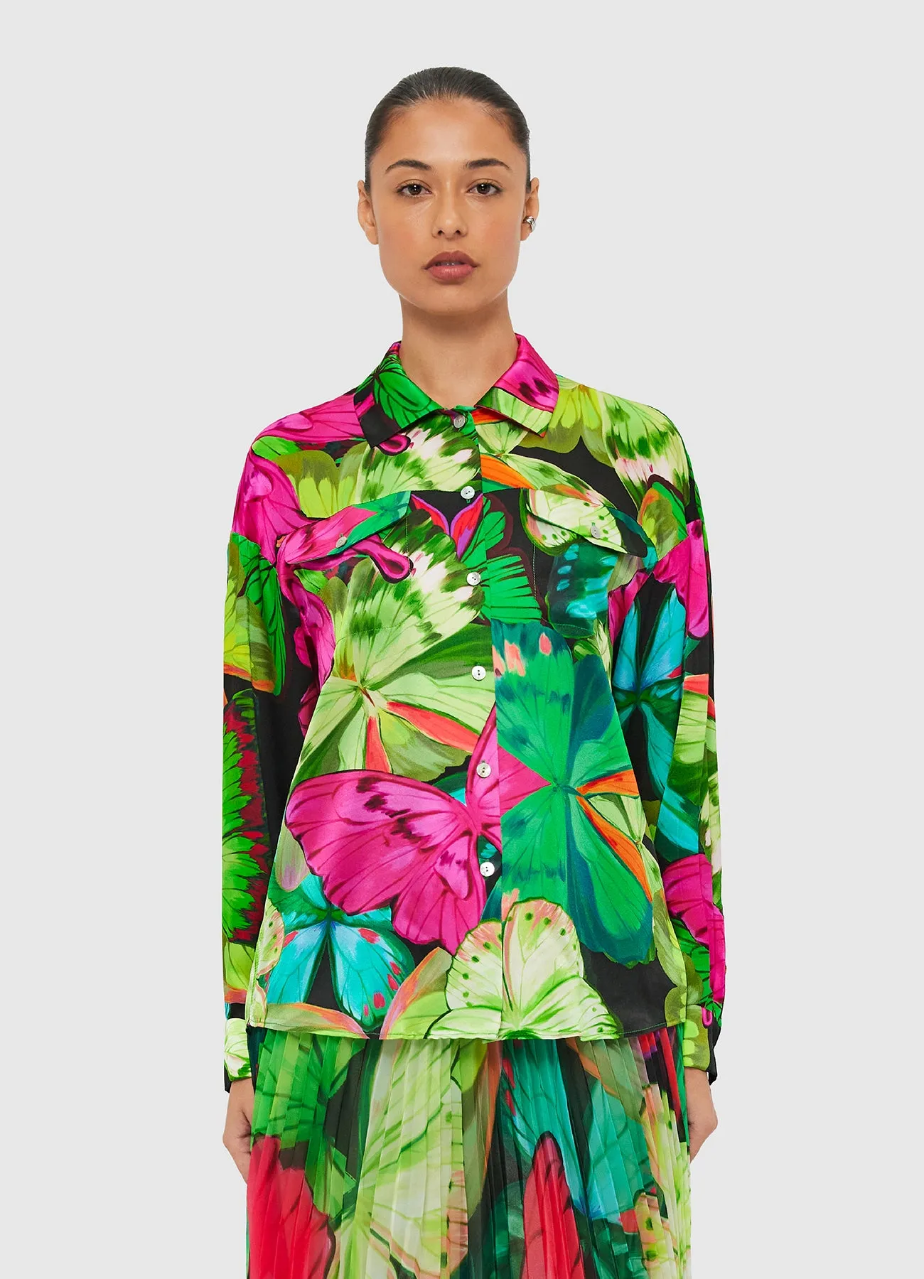 Mariella Blouse - Papillon Print in Green sold by LEO LIN product image thumbnail 2