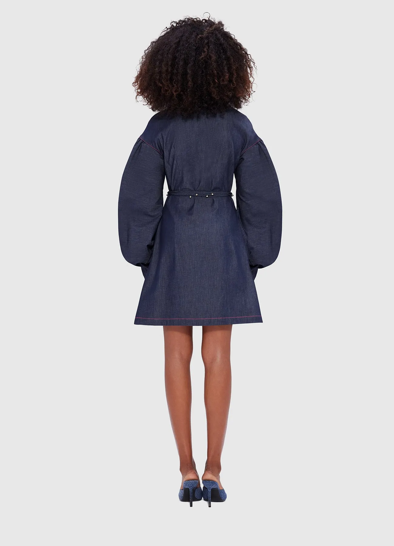Juliana Shirt Denim Mini Dress- Indigo sold by LEO LIN product image thumbnail 4