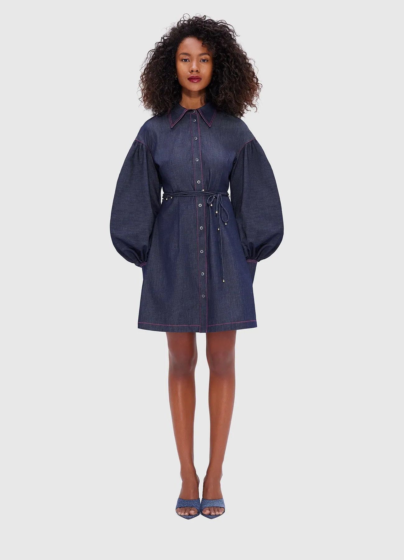Juliana Shirt Denim Mini Dress- Indigo sold by LEO LIN product image thumbnail 2