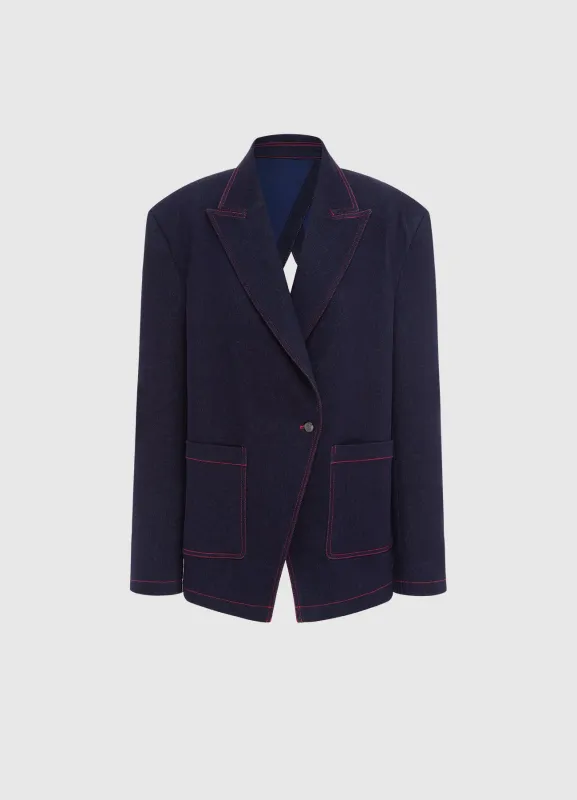 Jocelyn Denim Split Blazer - Indigo sold by LEO LIN
