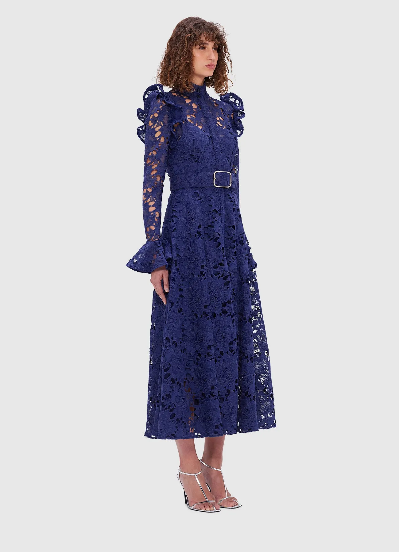 Aliyah Lace Butterfly Sleeve Midi Dress - Oxford Blue sold by LEO LIN product image thumbnail 3