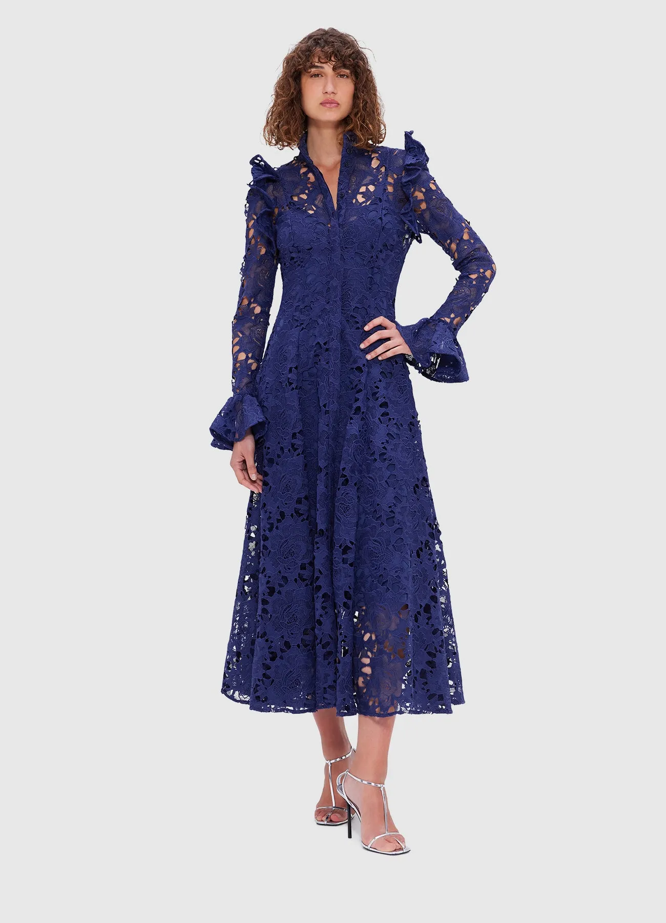 Aliyah Lace Butterfly Sleeve Midi Dress - Oxford Blue sold by LEO LIN product image thumbnail 5