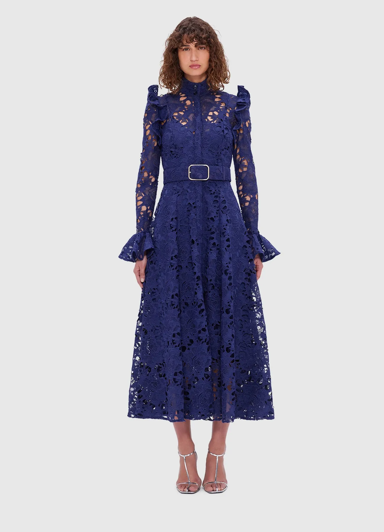 Aliyah Lace Butterfly Sleeve Midi Dress - Oxford Blue sold by LEO LIN product image thumbnail 2