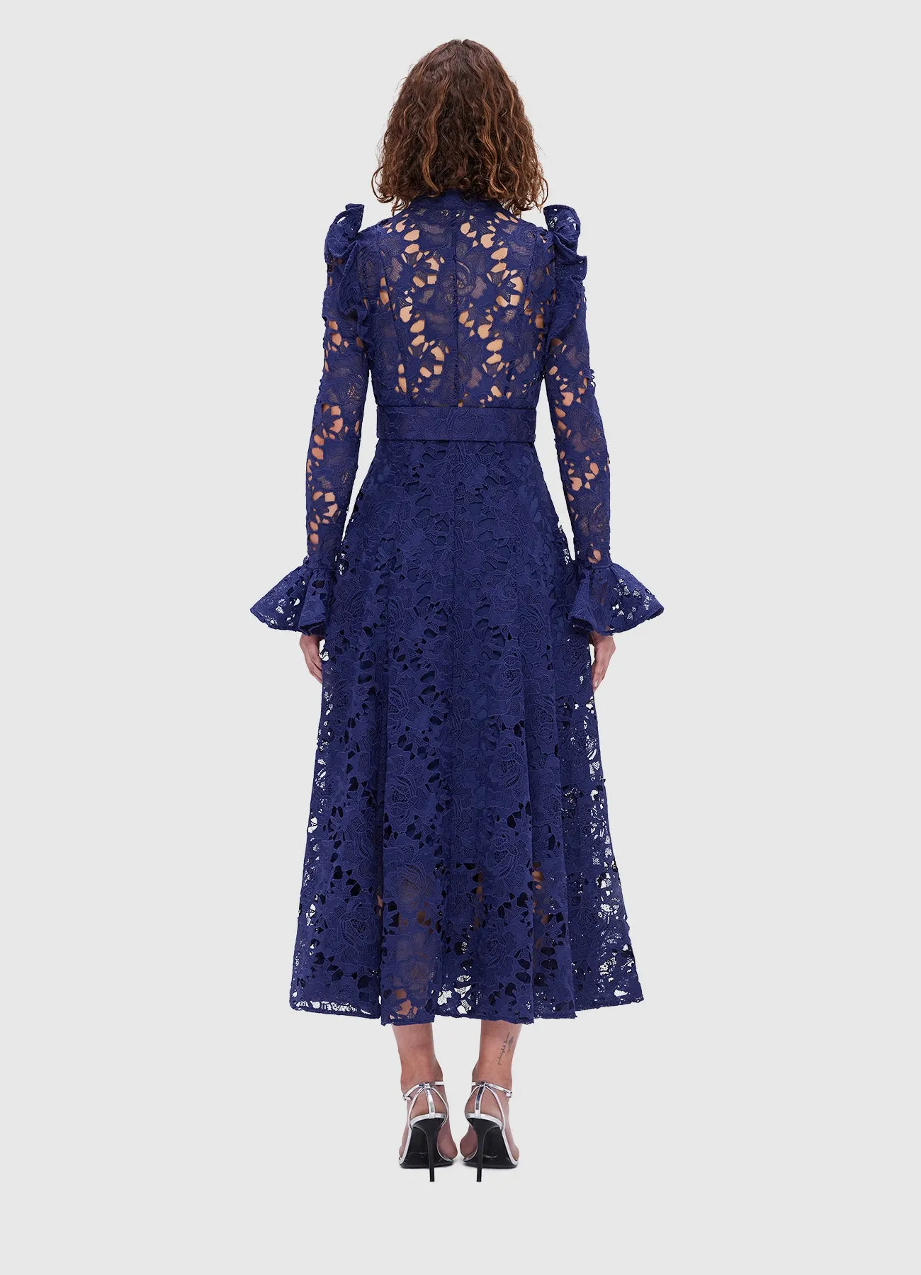 Aliyah Lace Butterfly Sleeve Midi Dress - Oxford Blue sold by LEO LIN product image thumbnail 4
