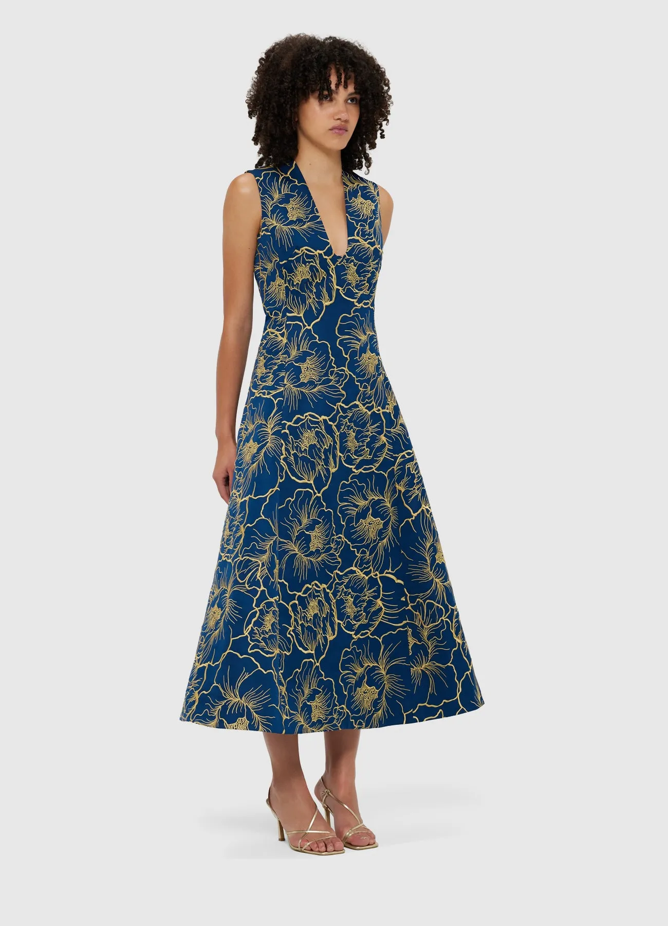 Nicola V Neck Midi Dress - Marine Blue sold by LEO LIN product image thumbnail 3