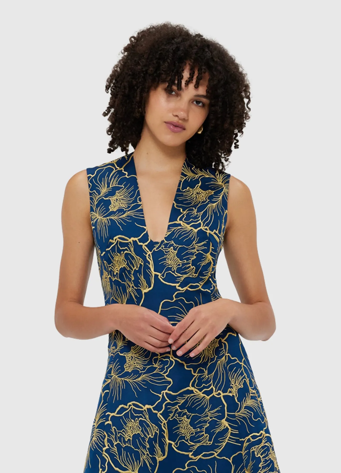 Nicola V Neck Midi Dress - Marine Blue sold by LEO LIN product image thumbnail 5