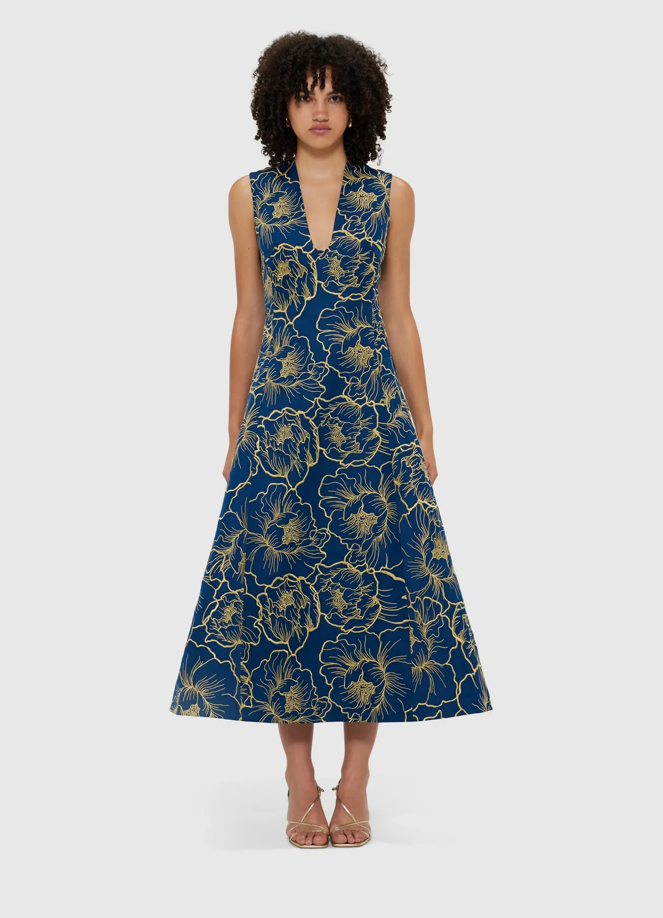 Nicola V Neck Midi Dress - Marine Blue sold by LEO LIN product image thumbnail 2