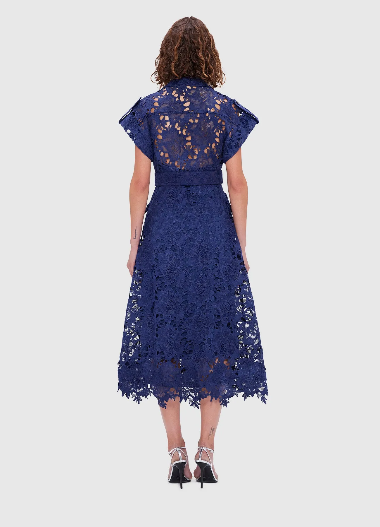 Audrey Lace Pocket Shirt Midi Dress - Oxford Blue sold by LEO LIN product image thumbnail 4