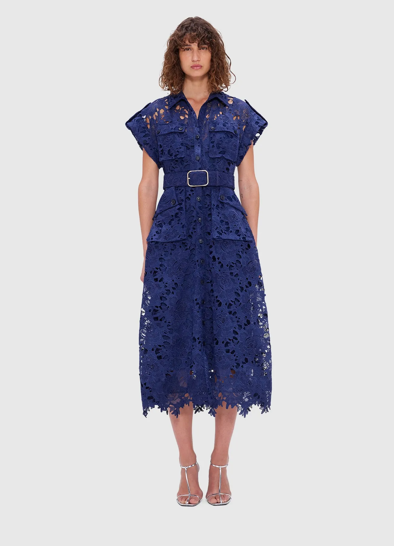 Audrey Lace Pocket Shirt Midi Dress - Oxford Blue sold by LEO LIN product image thumbnail 2