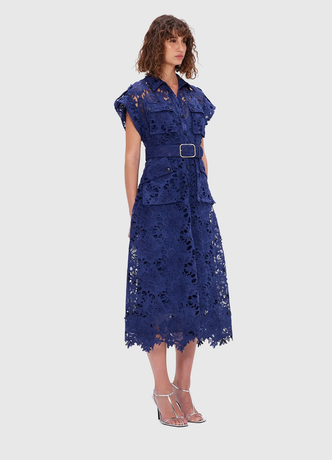 Audrey Lace Pocket Shirt Midi Dress - Oxford Blue sold by LEO LIN product image thumbnail 3