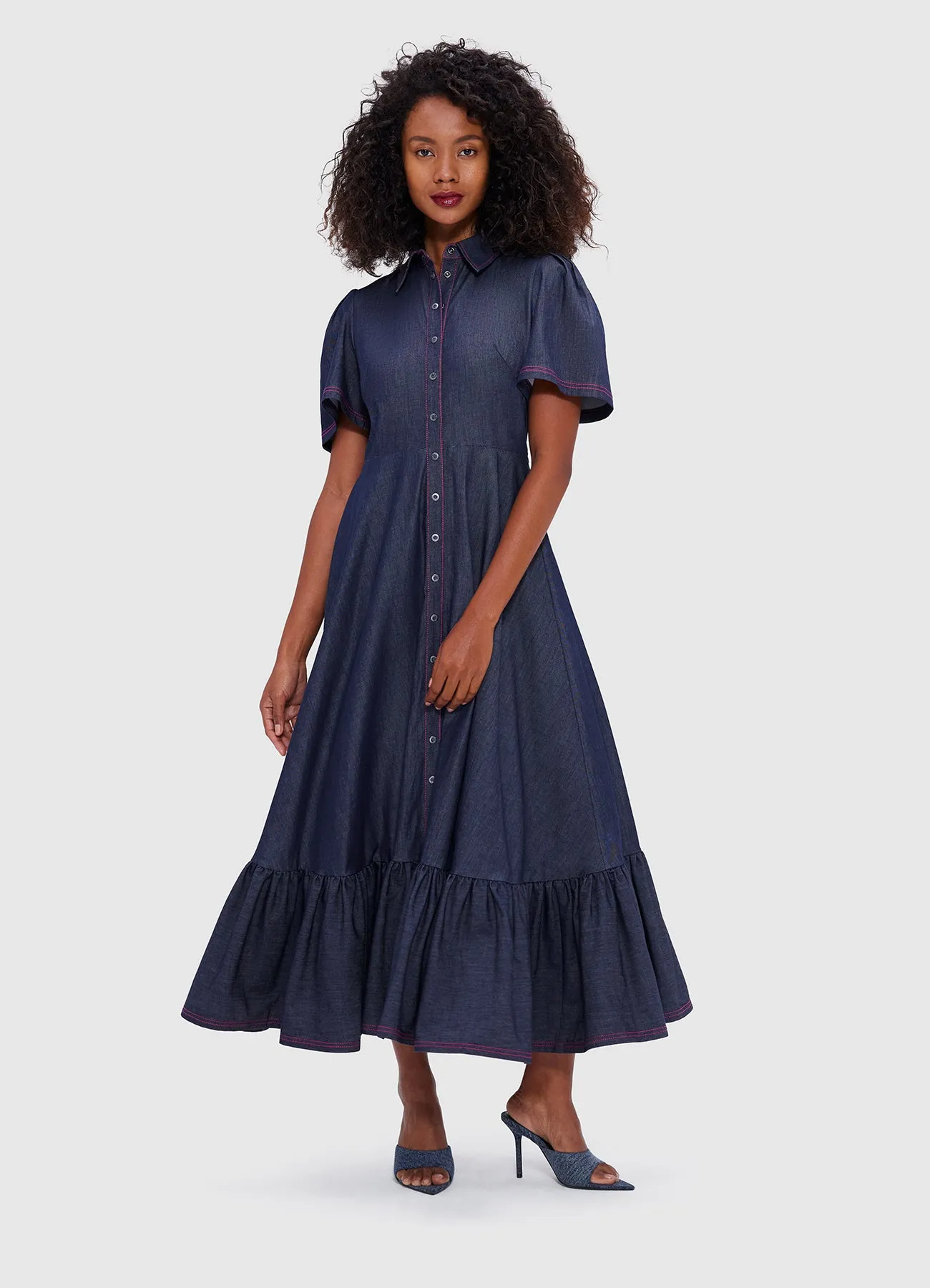 Roberta Denim Midi Dress - Indigo sold by LEO LIN product image thumbnail 5