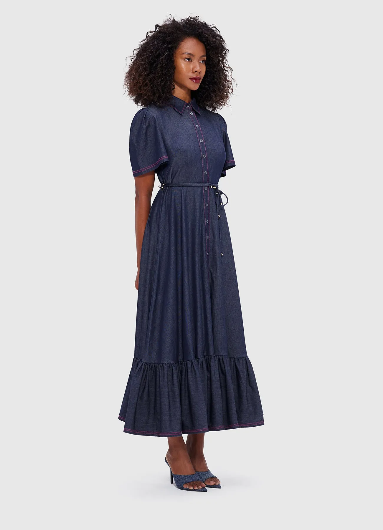 Roberta Denim Midi Dress - Indigo sold by LEO LIN product image thumbnail 3