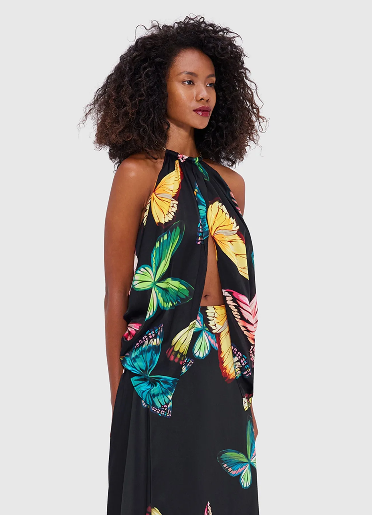 Alyssa Draped Halter Top - Papillon Print in Black sold by LEO LIN product image thumbnail 3