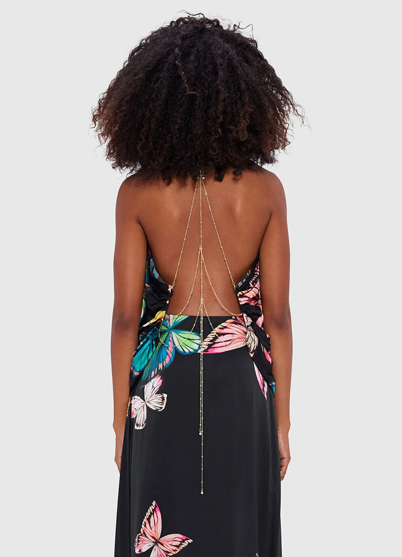 Alyssa Draped Halter Top - Papillon Print in Black sold by LEO LIN product image thumbnail 4