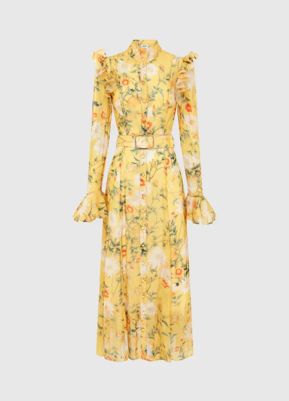 Katrina Butterfly Sleeve Midi Dress - Daisy Print sold by LEO LIN