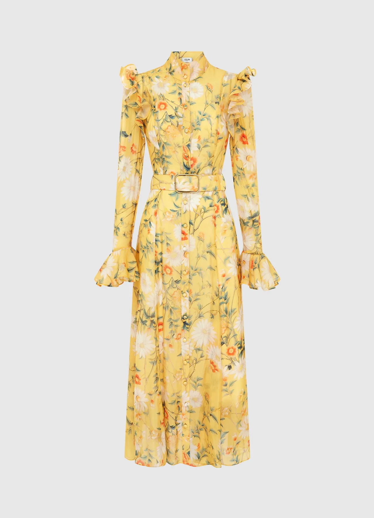 Katrina Butterfly Sleeve Midi Dress - Daisy Print sold by LEO LIN