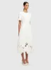 Caroline Applique Short Sleeve Midi Dress - Ivory sold by LEO LIN
