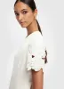 Caroline Applique Short Sleeve Midi Dress - Ivory sold by LEO LIN