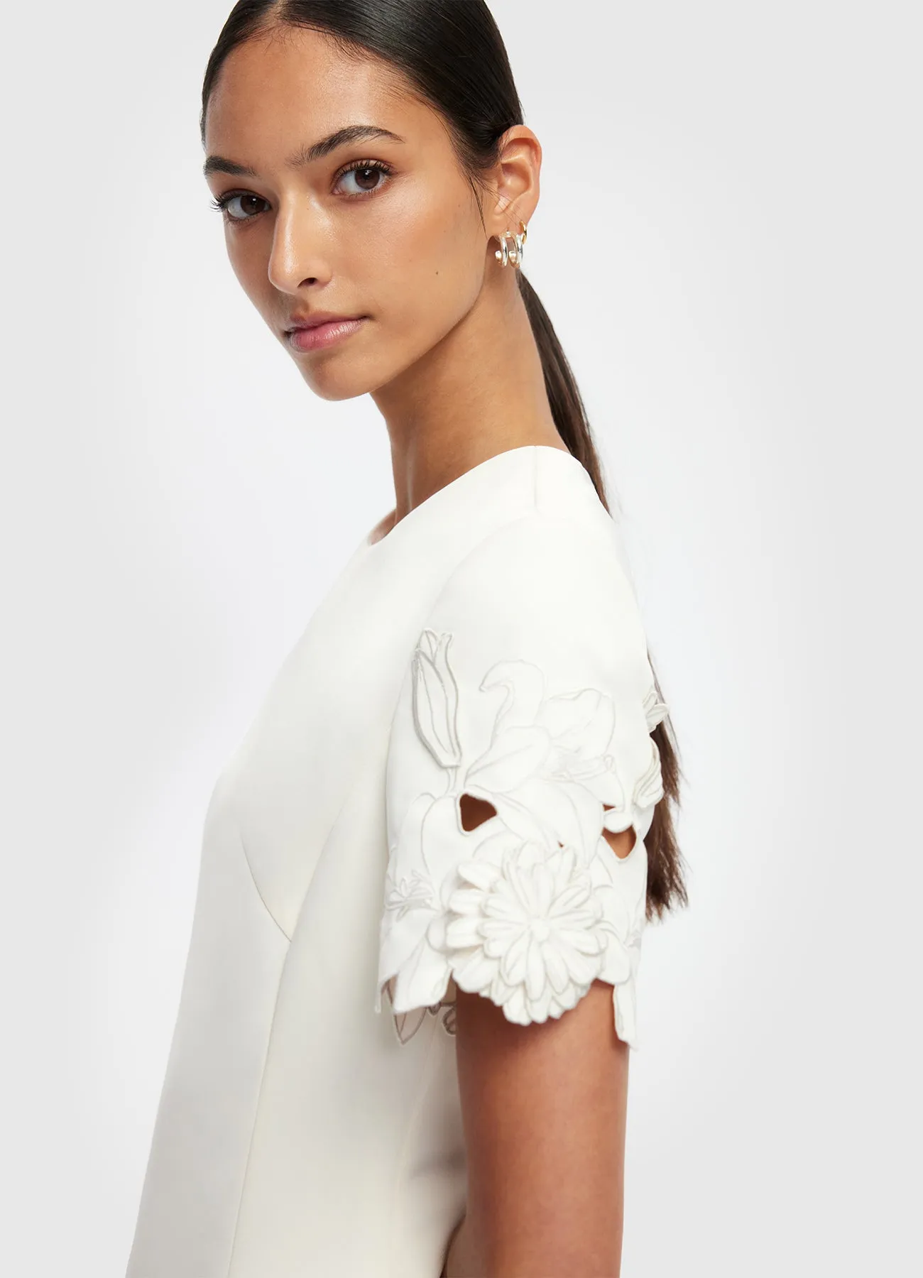 Caroline Applique Short Sleeve Midi Dress - Ivory sold by LEO LIN product image thumbnail 5