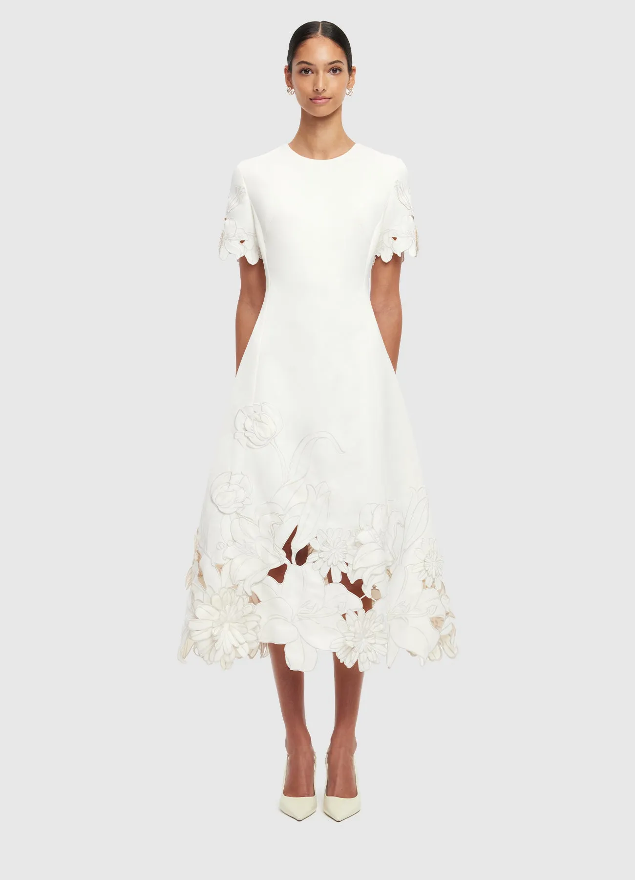 Caroline Applique Short Sleeve Midi Dress - Ivory sold by LEO LIN product image thumbnail 2