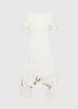 Caroline Applique Short Sleeve Midi Dress - Ivory sold by LEO LIN