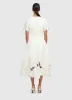 Caroline Applique Short Sleeve Midi Dress - Ivory sold by LEO LIN