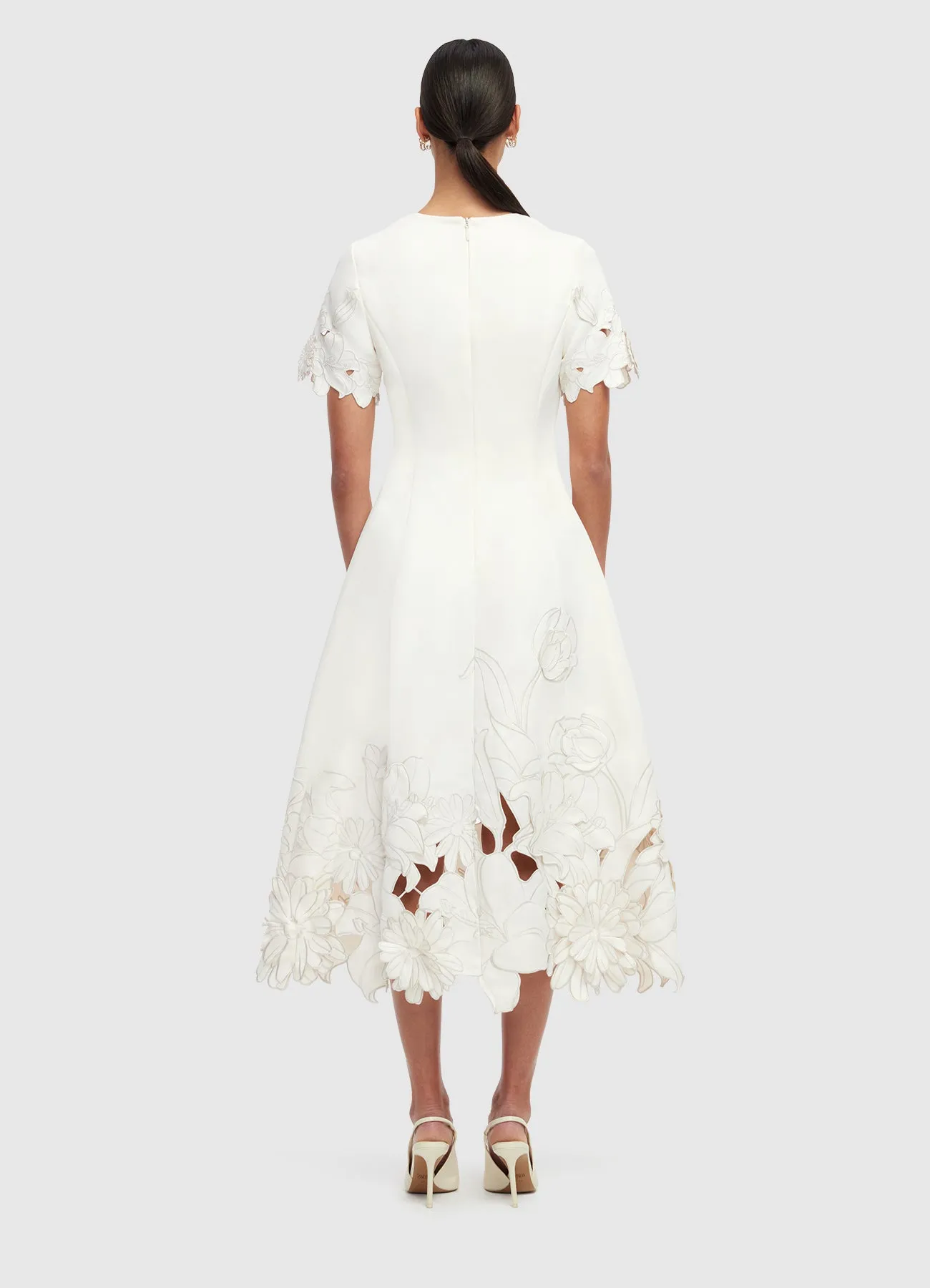 Caroline Applique Short Sleeve Midi Dress - Ivory sold by LEO LIN product image thumbnail 4