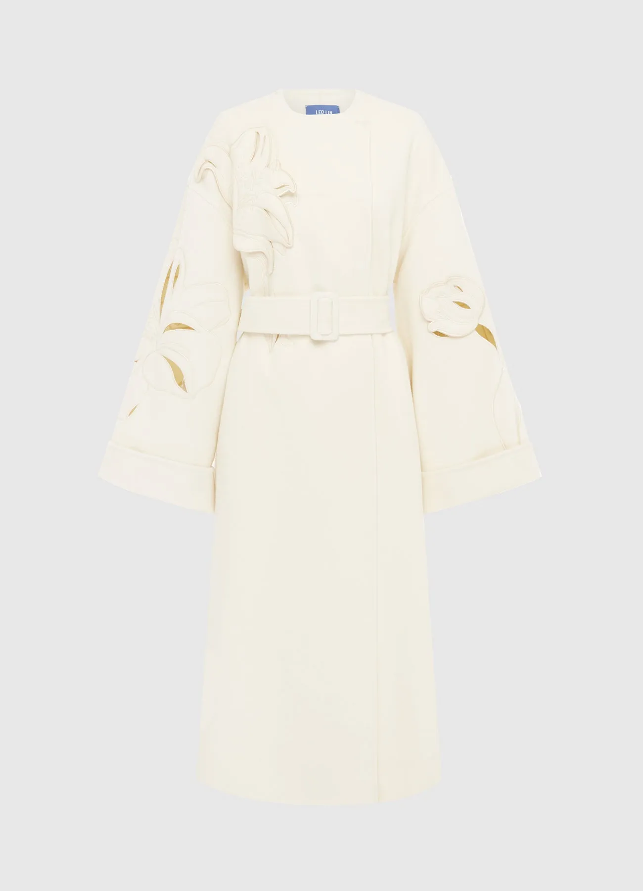 Celestine Appliqué Wool Coat - Snow sold by LEO LIN