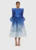 Jordana Structured Shoulder Midi Dress - Aerial Print sold by LEO LIN