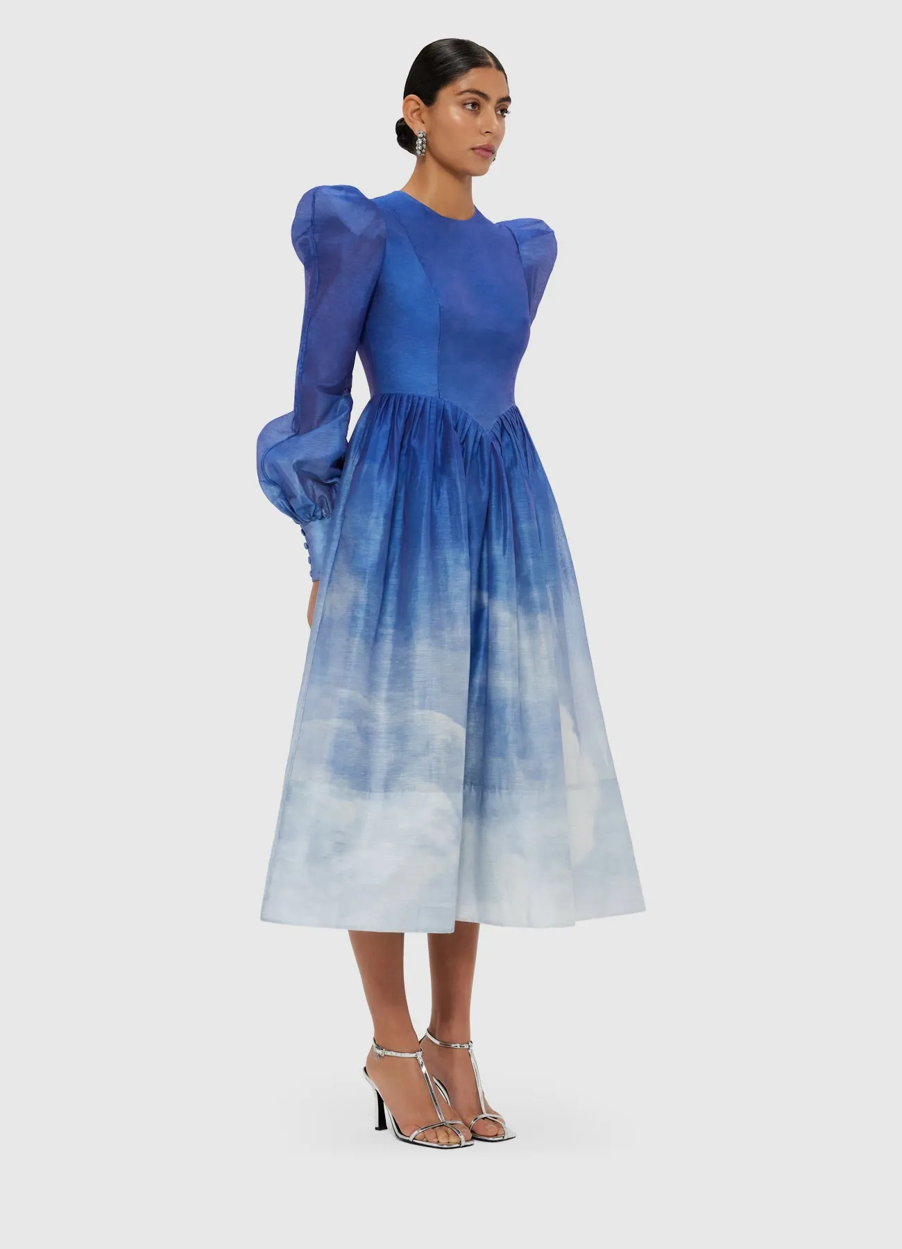 Jordana Structured Shoulder Midi Dress - Aerial Print sold by LEO LIN product image thumbnail 3