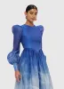 Jordana Structured Shoulder Midi Dress - Aerial Print sold by LEO LIN