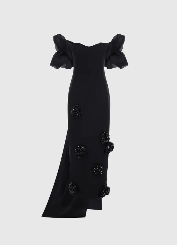 Rayna Maxi Dress & Cape Set - Ebony sold by LEO LIN
