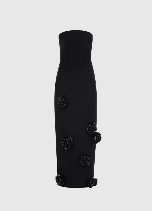 Rayna Embellished Wool Blend Bustier Maxi Dress - Ebony sold by LEO LIN