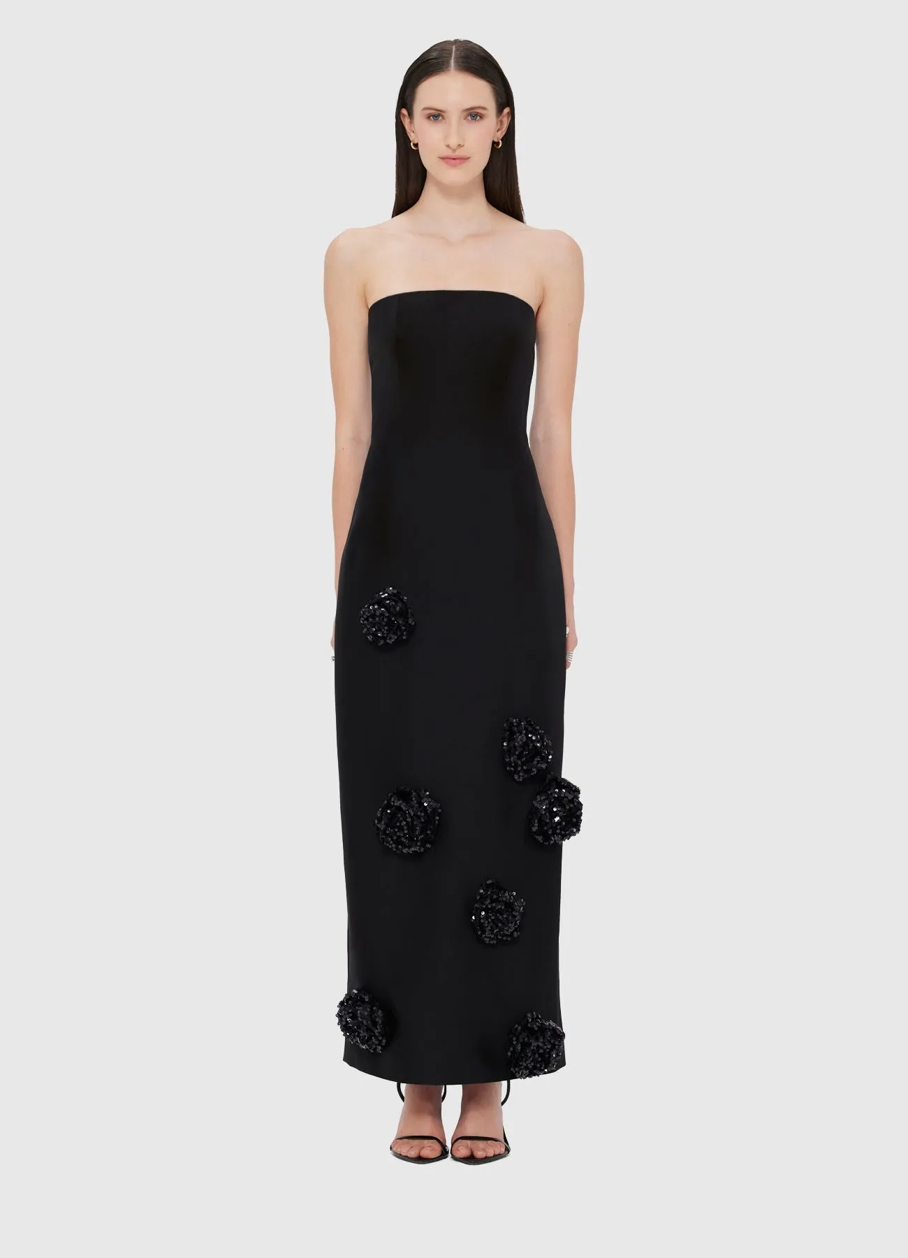 Rayna Embellished Wool Blend Bustier Maxi Dress - Ebony sold by LEO LIN product image thumbnail 2