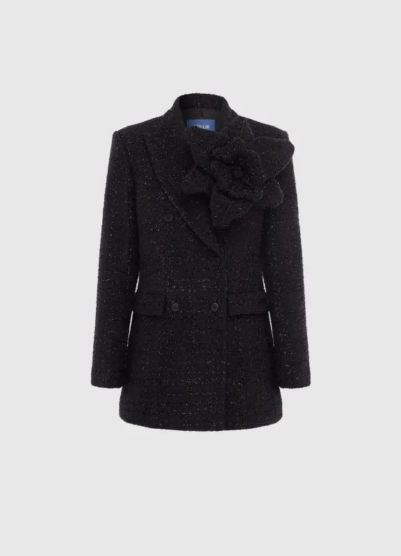Jazlyn Tweed Blazer - Ebony sold by LEO LIN
