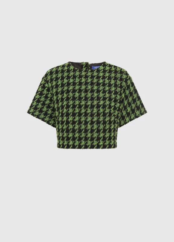 Indie Tweed Sleeve Top - Houndstooth sold by LEO LIN