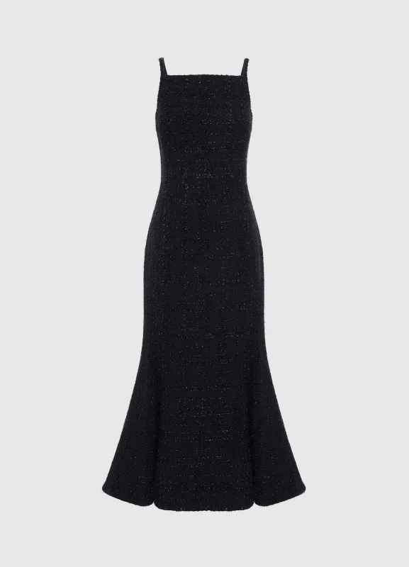 Regina Tweed Midi Dress - Ebony sold by LEO LIN