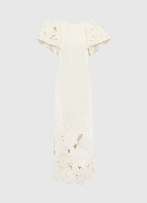 Lucinda Velvet Maxi Dress - Snow sold by LEO LIN