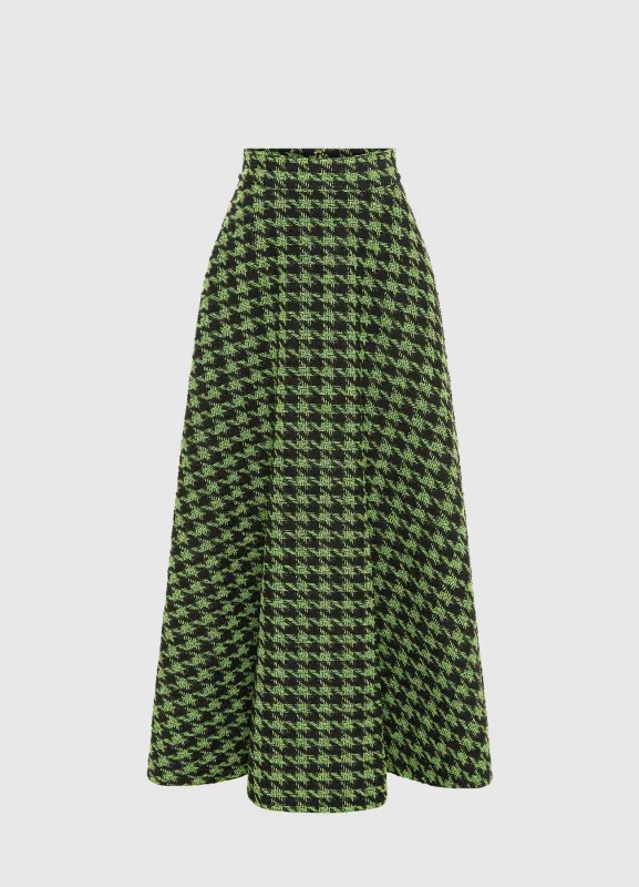 Rosalyn Tweed Maxi Skirt - Houndstooth sold by LEO LIN