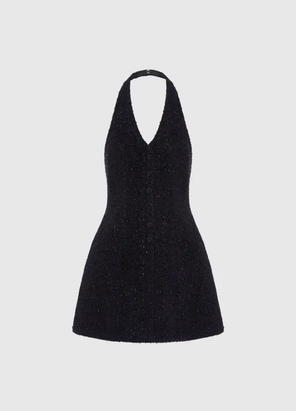 Jessie Halterneck Mini Dress - Ebony sold by LEO LIN