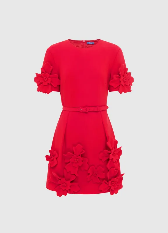 Aurelie Floral Appliqué Mini Dress - Rosa sold by LEO LIN