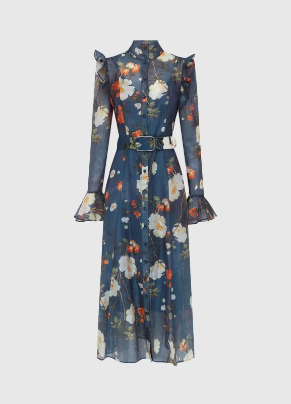 Katrina Butterfly Sleeve Midi Dress - Pear Blossom Print sold by LEO LIN