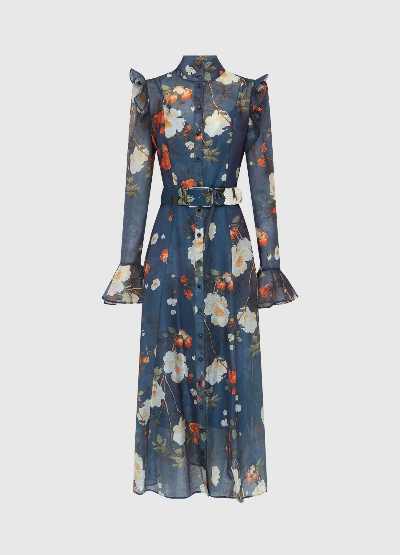 Katrina Butterfly Sleeve Midi Dress - Pear Blossom Print sold by LEO LIN