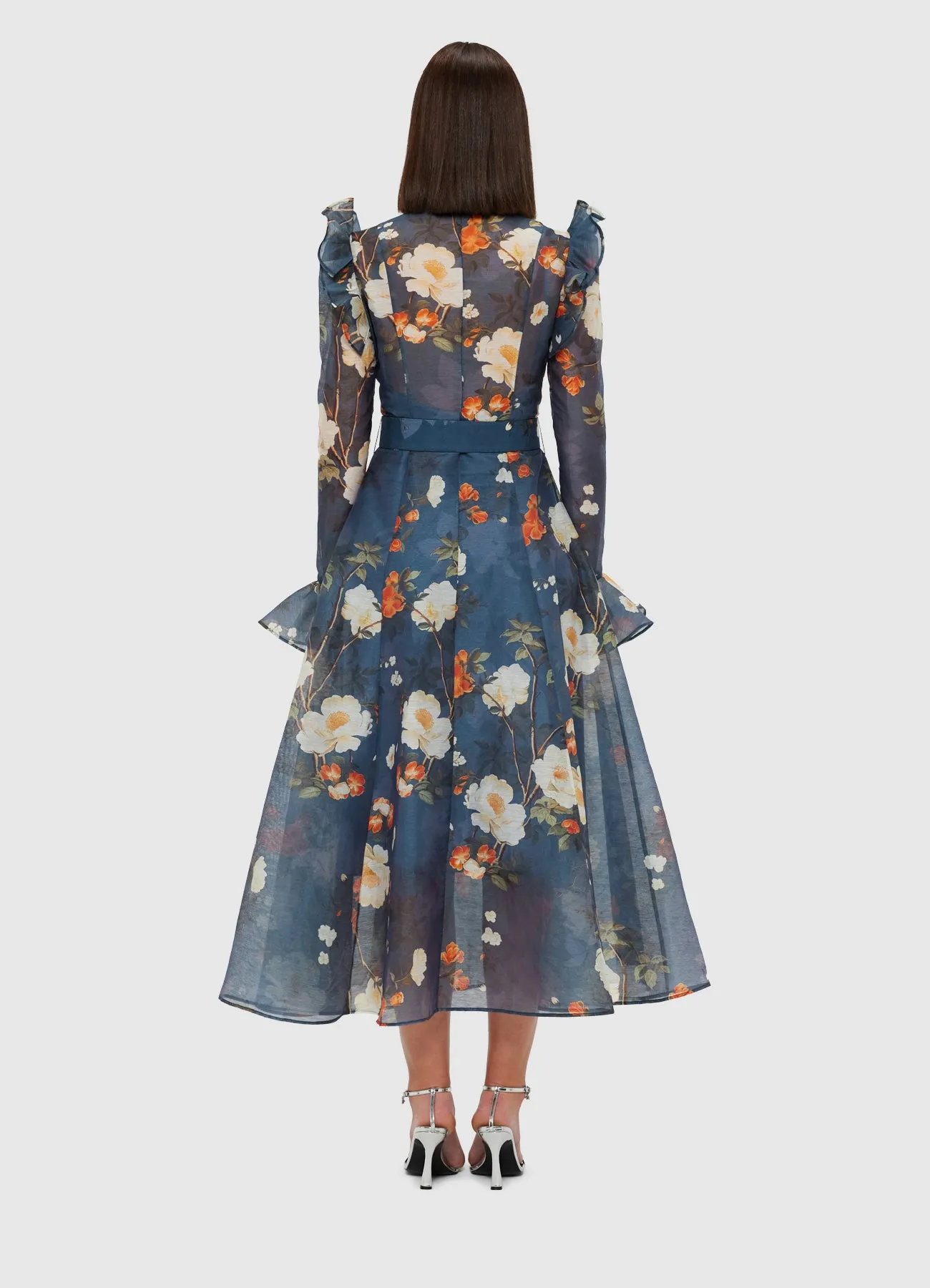 Katrina Butterfly Sleeve Midi Dress - Pear Blossom Print sold by LEO LIN product image thumbnail 4