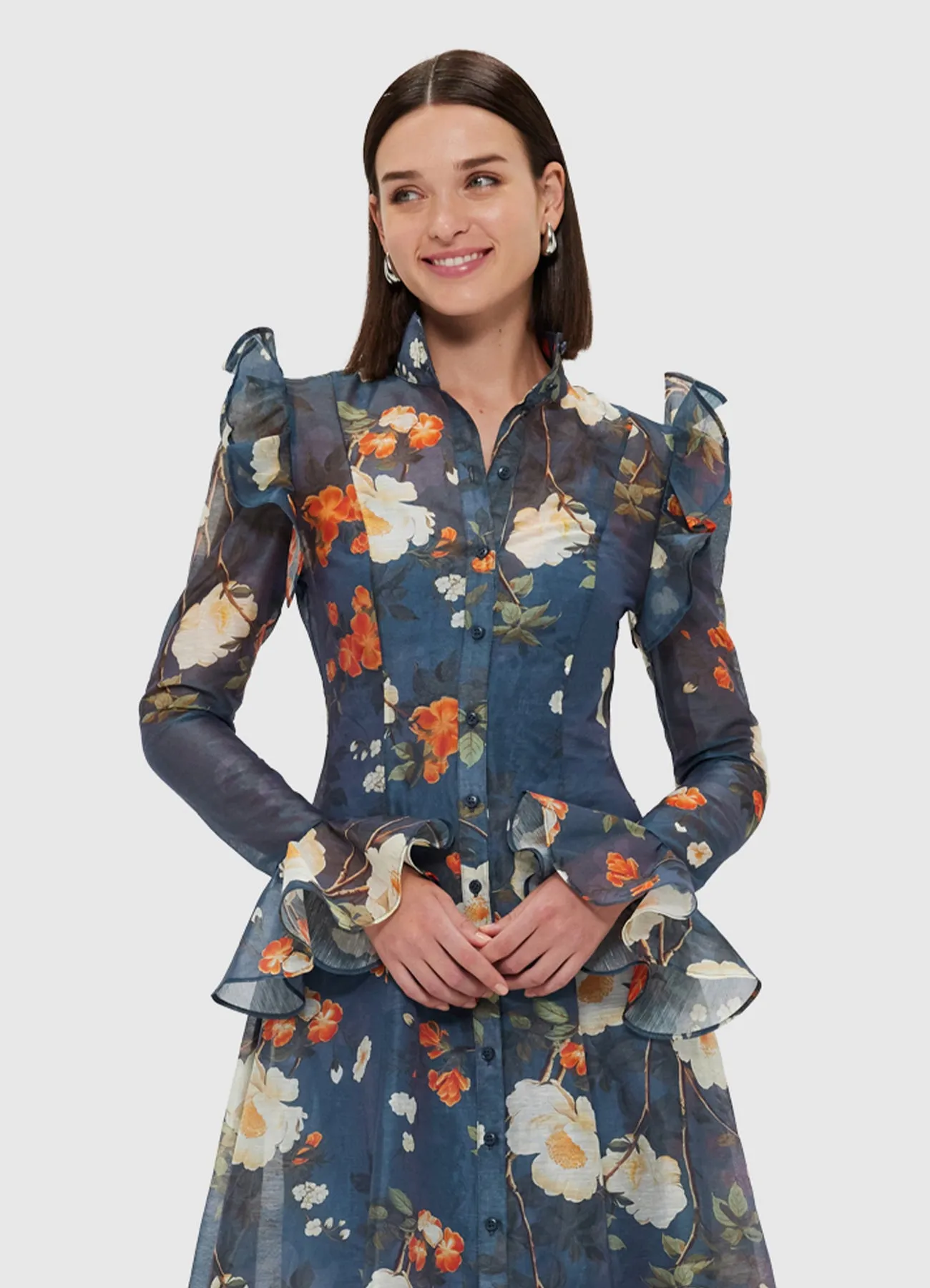 Katrina Butterfly Sleeve Midi Dress - Pear Blossom Print sold by LEO LIN product image thumbnail 5