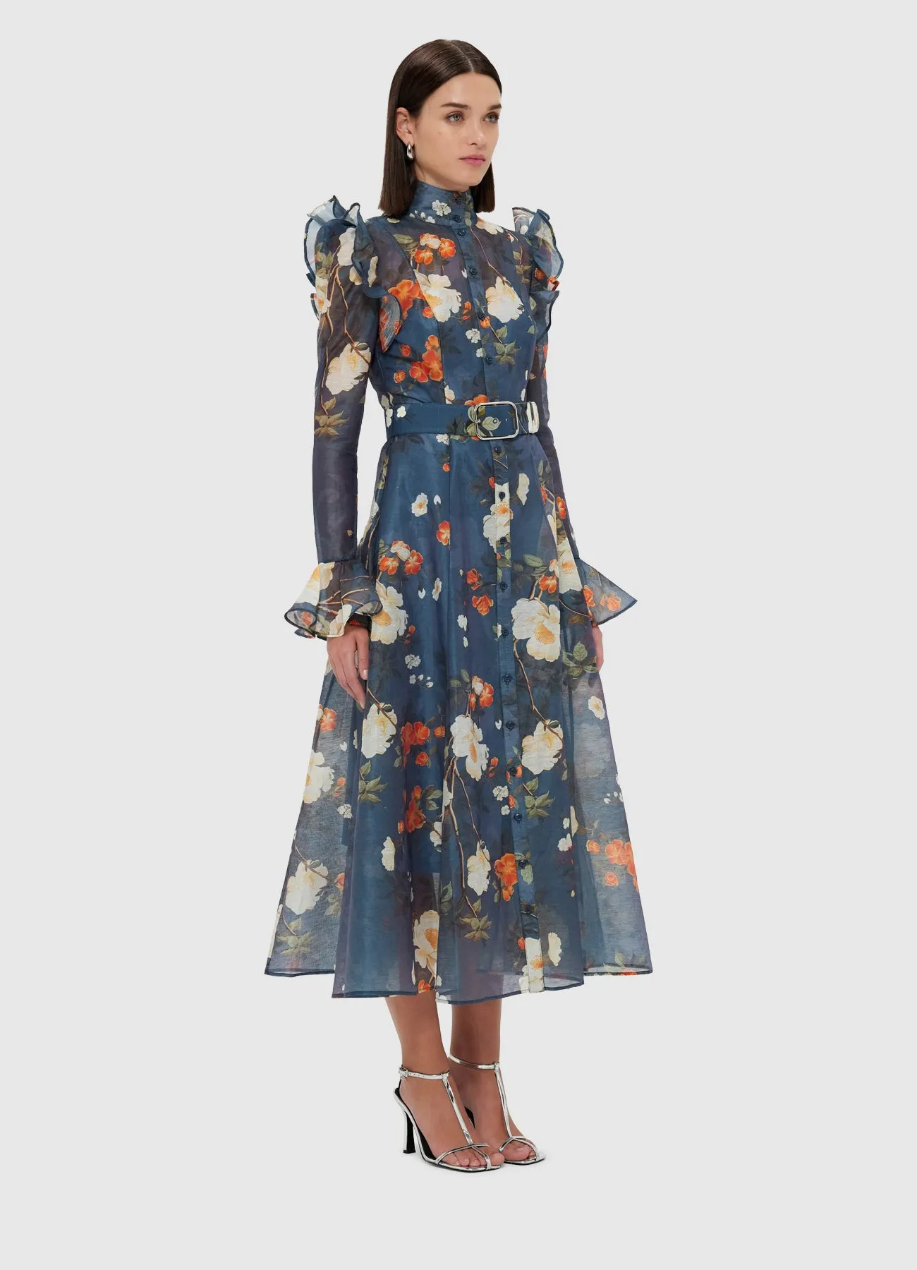 Katrina Butterfly Sleeve Midi Dress - Pear Blossom Print sold by LEO LIN product image thumbnail 3