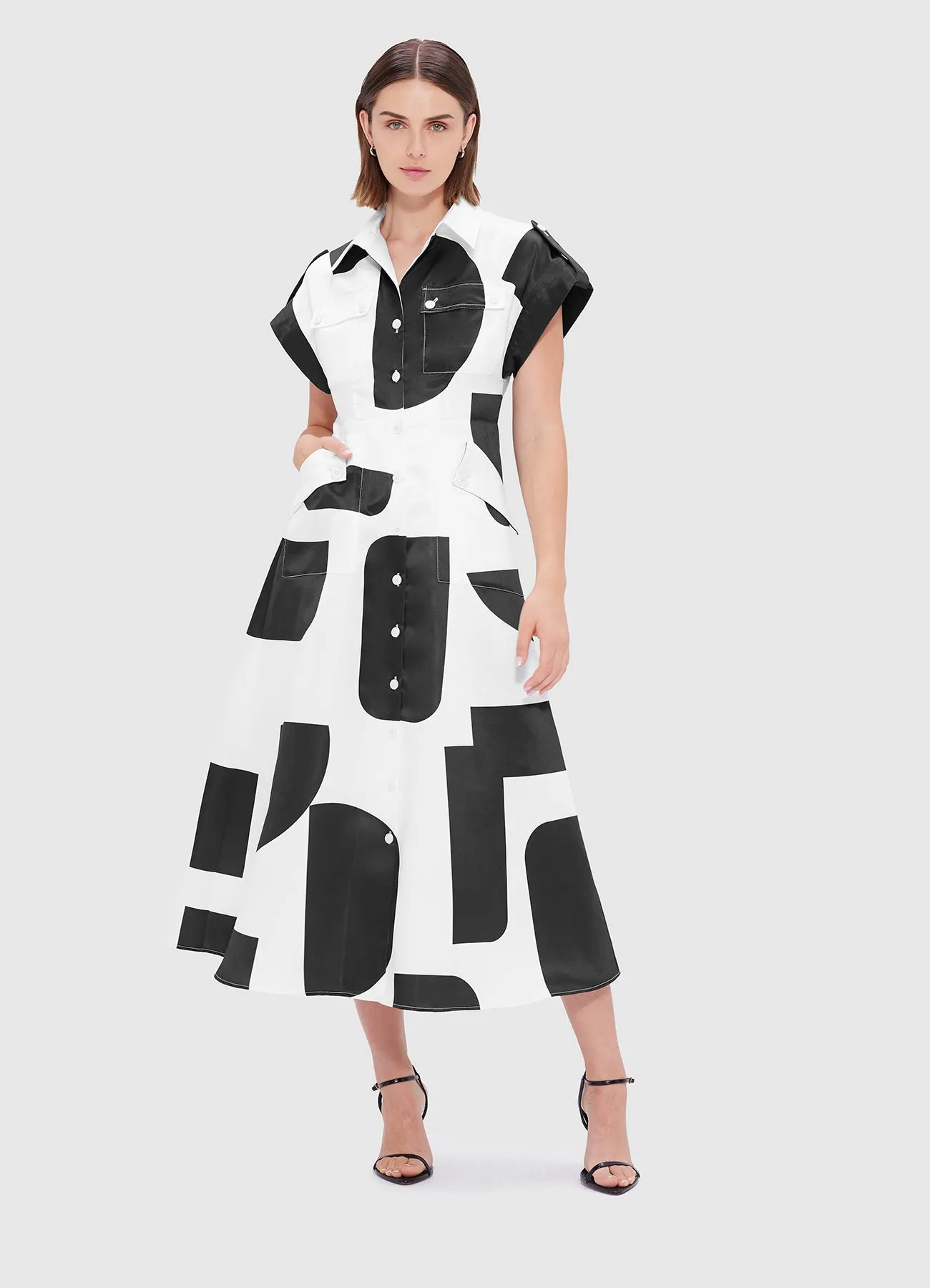 Audrey Pocket Shirt Midi Dress - Geo Print sold by LEO LIN product image thumbnail 5