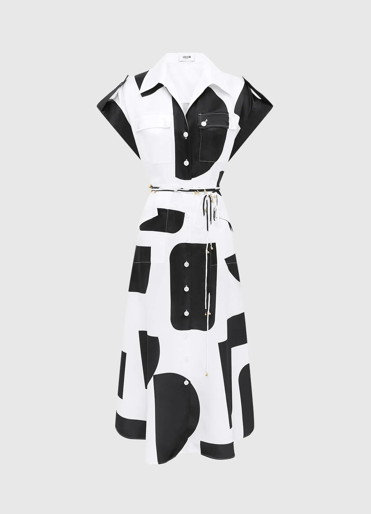 Audrey Pocket Shirt Midi Dress - Geo Print sold by LEO LIN