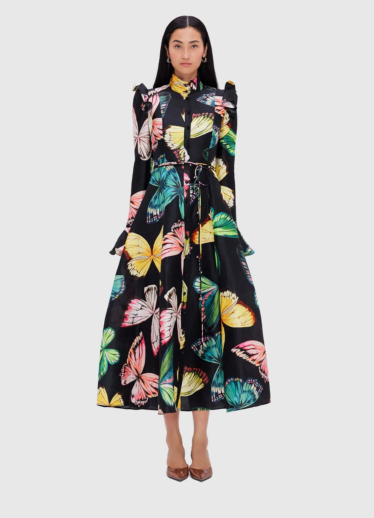 Katrina Butterfly Sleeve Midi Dress - Papillon Print in Black sold by LEO LIN product image thumbnail 2