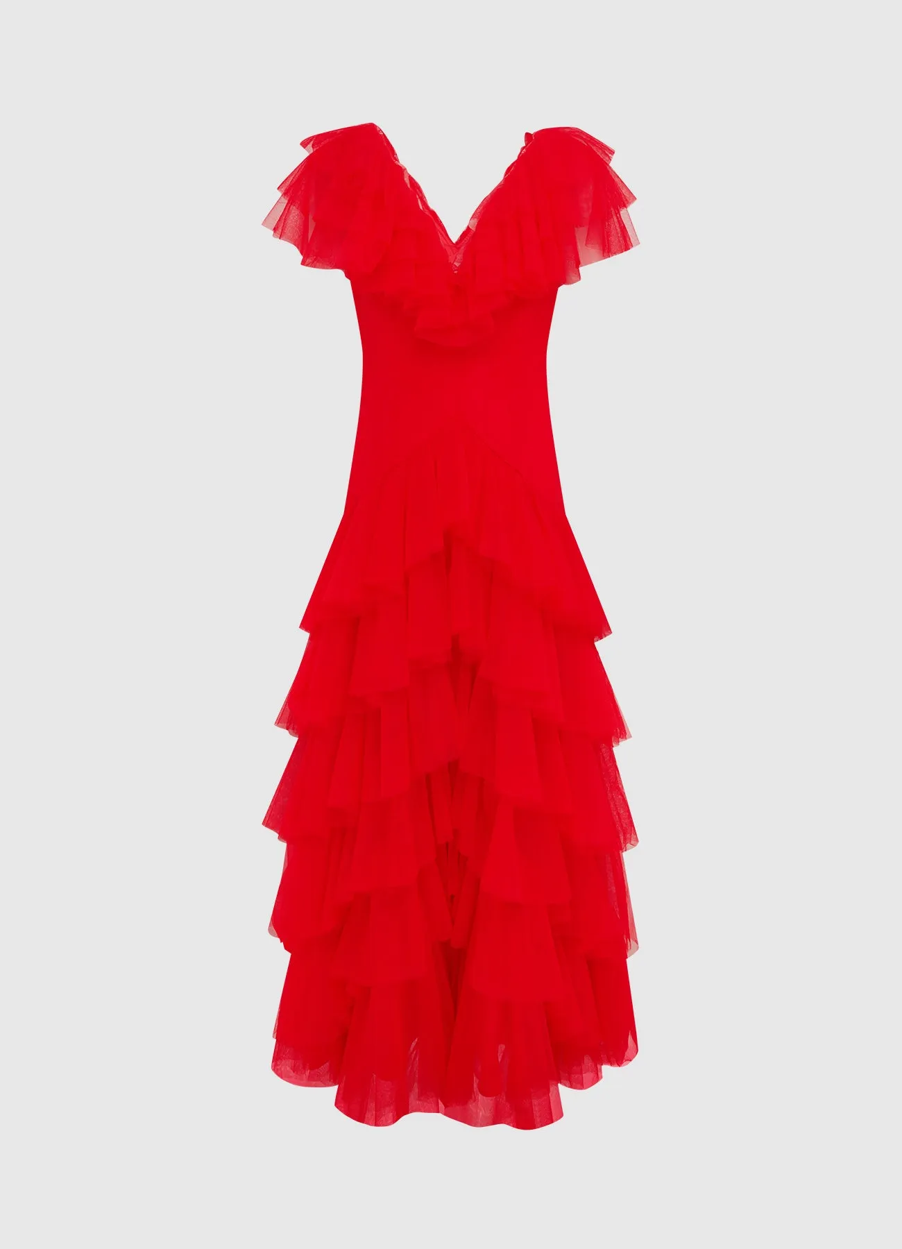 Rosa Ruffled Maxi Dress - Red sold by LEO LIN